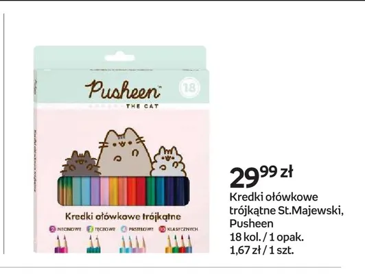 Kredki ołówkowe trójkątne St.Majewski Pusheen 18 kol. promocja w Empik