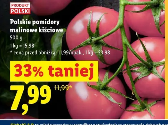 Polskie pomidory malinowe kiściowe promocja w Lidl