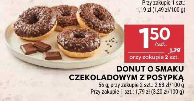 Donut o smaku czekoladowym z posypką promocja w Stokrotka