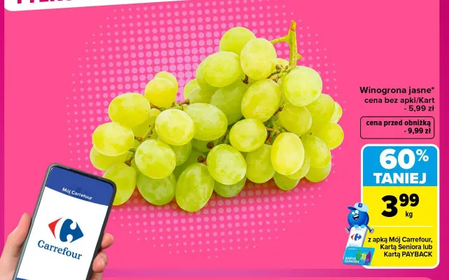 Winogrona jasne promocja w Carrefour