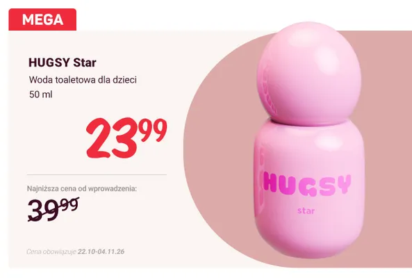 Woda toaletowa dla dzieci Hugsy Star promocja w Rossmann