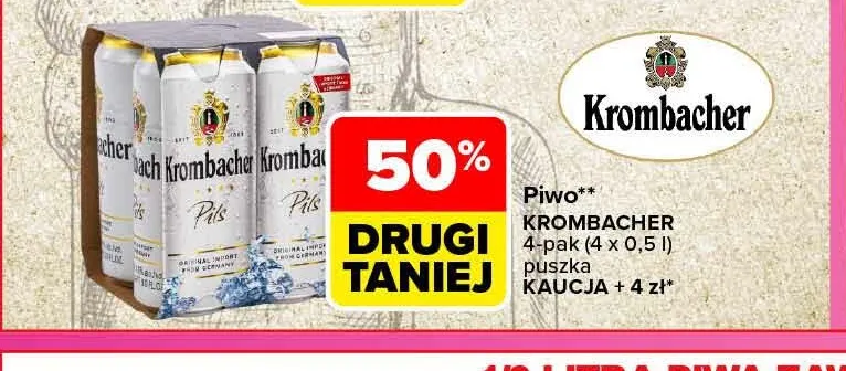 Piwo Krombacher 4-pak 500 ml promocja w Carrefour