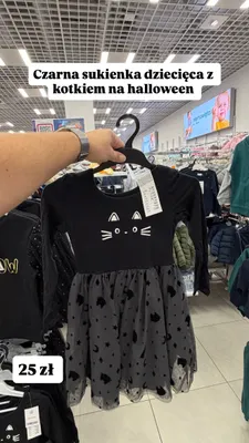 Sukienka dziecięca czarna z kotkiem na Halloween promocja w Pepco