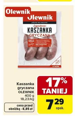 Kaszanka gryczana OLEWNIK promocja w Carrefour