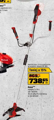 Kosa Einhell napięcie 2x18V, szer. koszenia 30cm żyłką/25,5cm tarczą promocja w OBI