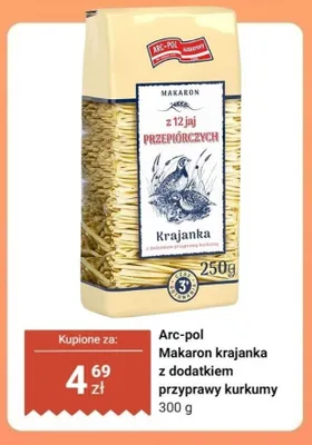 Makaron krajanka z dodatkiem przyprawy kurkumy Arc-pol promocja w Dino
