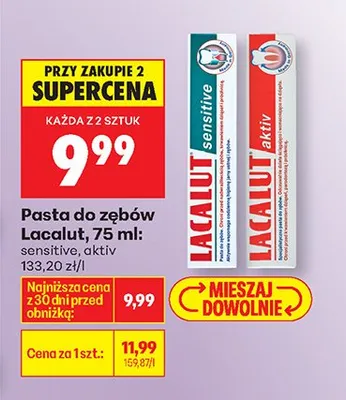 Pasta do zębów aktiv 75ml promocja w Biedronka