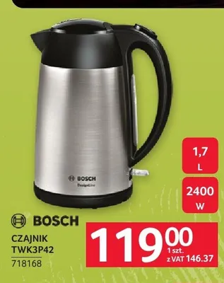 Czajnik elektryczny Bosch TWK3P42 1,7 l promocja w Selgros