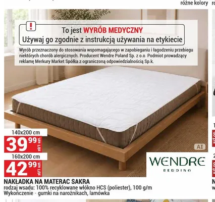 Nakładka na materac Sakra Wendre 140x200 cm promocja w Merkury Market