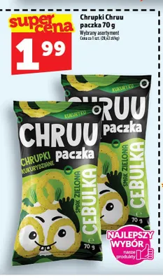 Chrupki kukurydziane zielona cebulka Chruu paczka promocja w TOPAZ