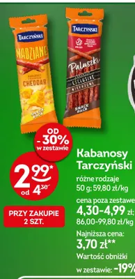 Kabanosy Tarczyński Paluszki Exclusive wieprzowe promocja w Żabka