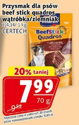 Przysmak dla psów Beef Stick Quadros wątróbka ziemniak Vitakraft Certech promocja w Prim Market