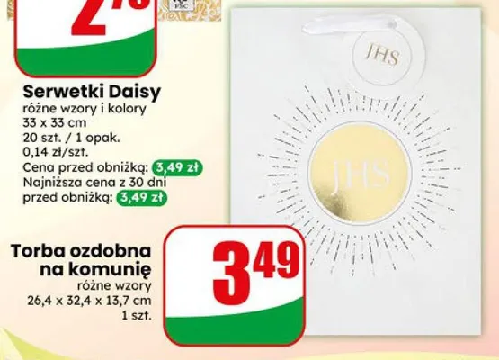Serwetki Daisy różne wzory i kolory 33x33cm promocja w Dino