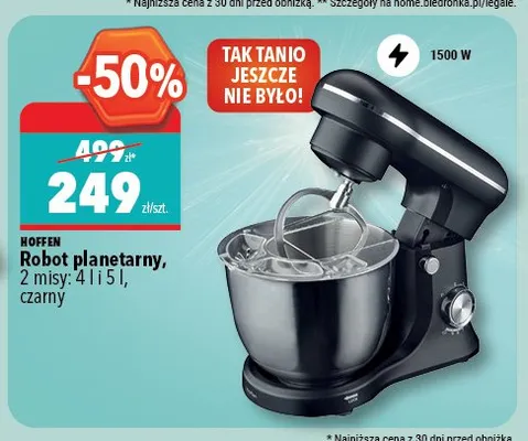 Robot planetarny HOFFEN 2 misy: 4l i 5l czarny 1500W promocja w Biedronka Home