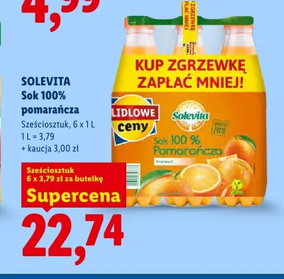 Sok 100% pomarańcza Solevita 6-pak promocja w Lidl