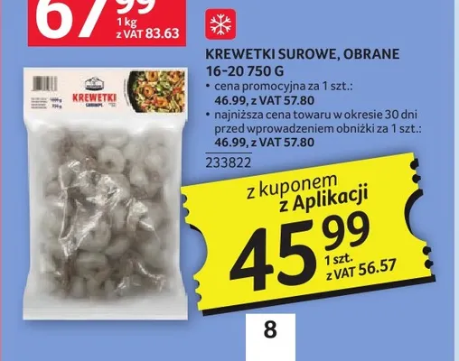 Krewetki surowe obrane 16-20 promocja w Selgros