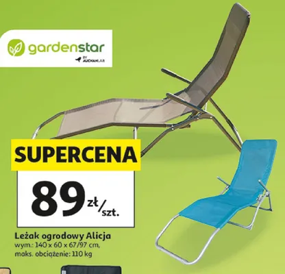 Leżak ogrodowy Alicja Gardenstar promocja w Auchan