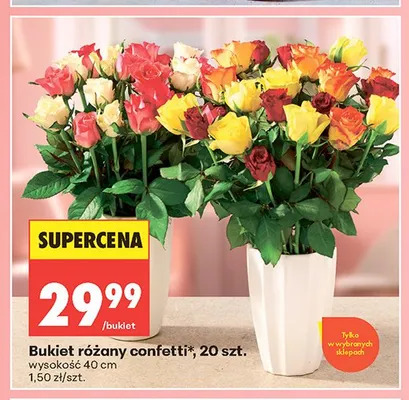 Bukiet różany confetti 20szt. wysokość 40cm promocja w Biedronka
