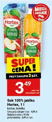 Sok 100% jabłko Hortex promocja w Twój Market