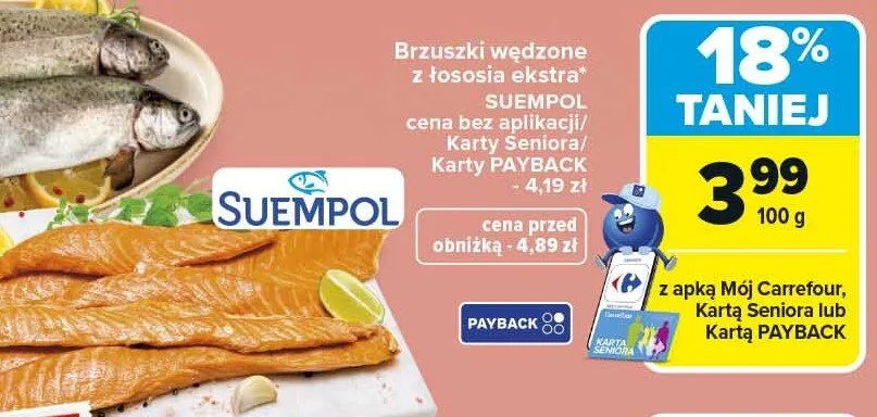 Brzuszki wędzone z łososia ekstra promocja w Carrefour