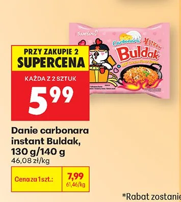 Danie carbonara instant Buldak promocja w Biedronka
