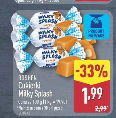 Cukierki Milky Splash ROSHEN promocja w Aldi