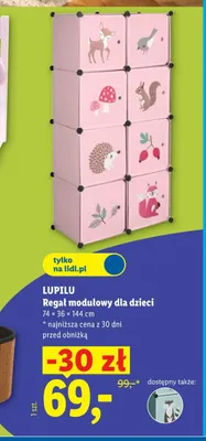 Regał modułowy dla dzieci Lupilu 74x36x144 cm promocja w Lidl