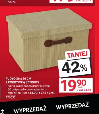Pudło 36x26 cm z pokrywką sztruks promocja w Selgros