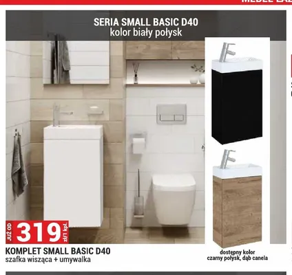 Komplet szafka wisząca z umywalką Small Basic D40 promocja w Merkury Market