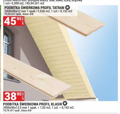 Podbitka świerkowa profil Klasik klasa A/B promocja w Merkury Market