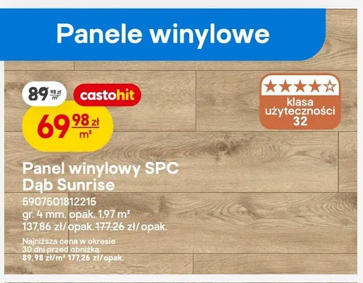 Panel winylowy SPC Dąb Sunrise gr. 4mm promocja w Castorama