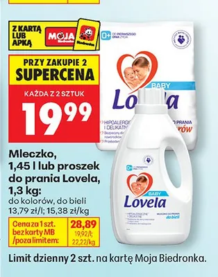 Mleczko do prania Lovela Baby do bieli 1,45l promocja w Biedronka