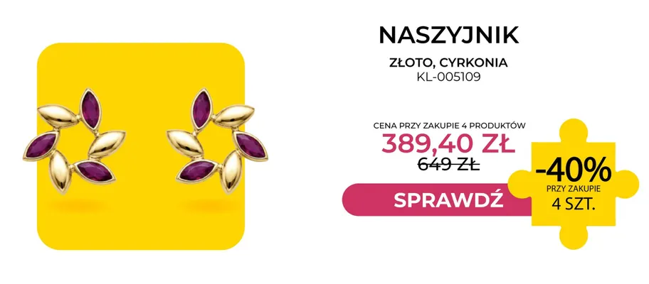 Naszyjnik złoto cyrkonia KL-005109 Briju promocja w Briju