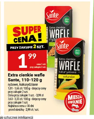 Extra cienkie wafle Sante ryżowe promocja w Twój Market