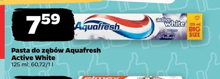 Pasta do zębów Aquafresh Active White promocja w Netto