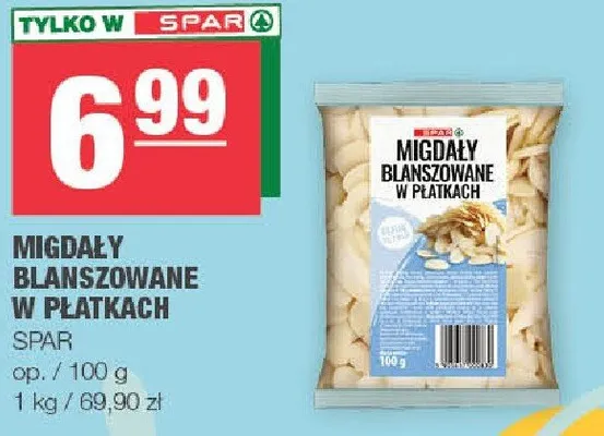 Migdały blanszowane w płatkach promocja w SPAR