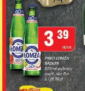 Piwo Łomża Radler promocja w Chorten