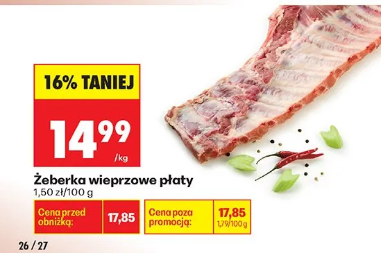 Żeberka wieprzowe płaty promocja w Biedronka