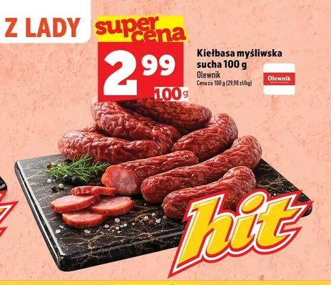 Kiełbasa myśliwska sucha Olewnik promocja w TOPAZ