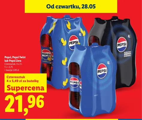 Napój gazowany Pepsi Twist 4-pak 2l promocja w Lidl
