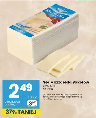 Ser mozzarella Sokołów promocja w Delikatesy Centrum