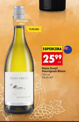Wino białe Hans Greyl Sauvignon Blanc promocja w Biedronka