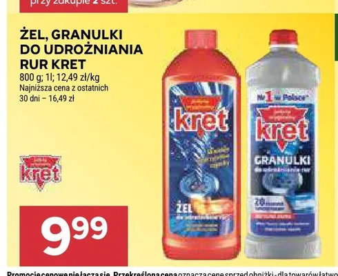 Żel do udrożniania rur Kret promocja w Stokrotka