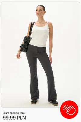Spodnie flare szare Cropp promocja w Cropp