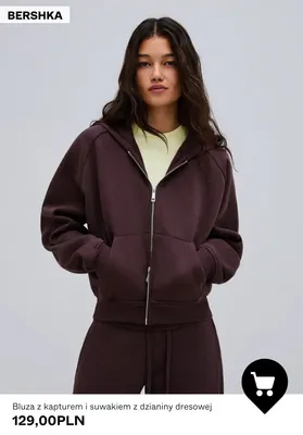 Bluza z kapturem i suwakiem z dzianiny dresowej Bershka promocja w Bershka