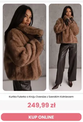 Kurtka futerko o kroju oversize z szerokim kołnierzem Reneé promocja w Renee