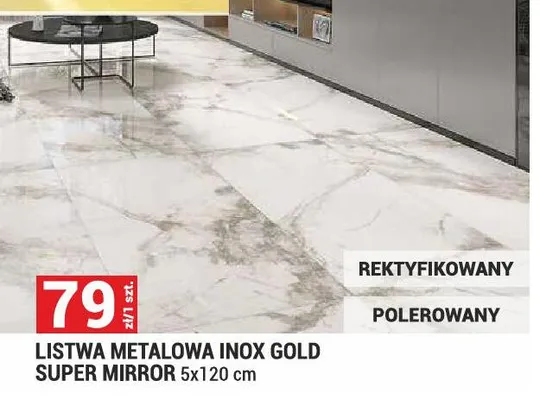 Listwa metalowa INOX GOLD SUPER MIRROR 5x120cm promocja w Merkury Market