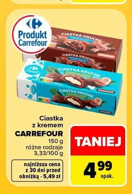 Ciastka kruche z kremem o smaku czekoladowym Carrefour promocja w Carrefour