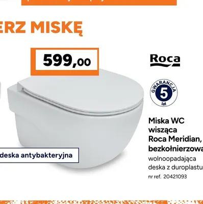 Miska Wc wisząca Roca Meridian bezkołnierzowa promocja w Bricoman