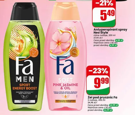 Żel pod prysznic Fa SOFT PINK JASMINE & OIL promocja w Dino